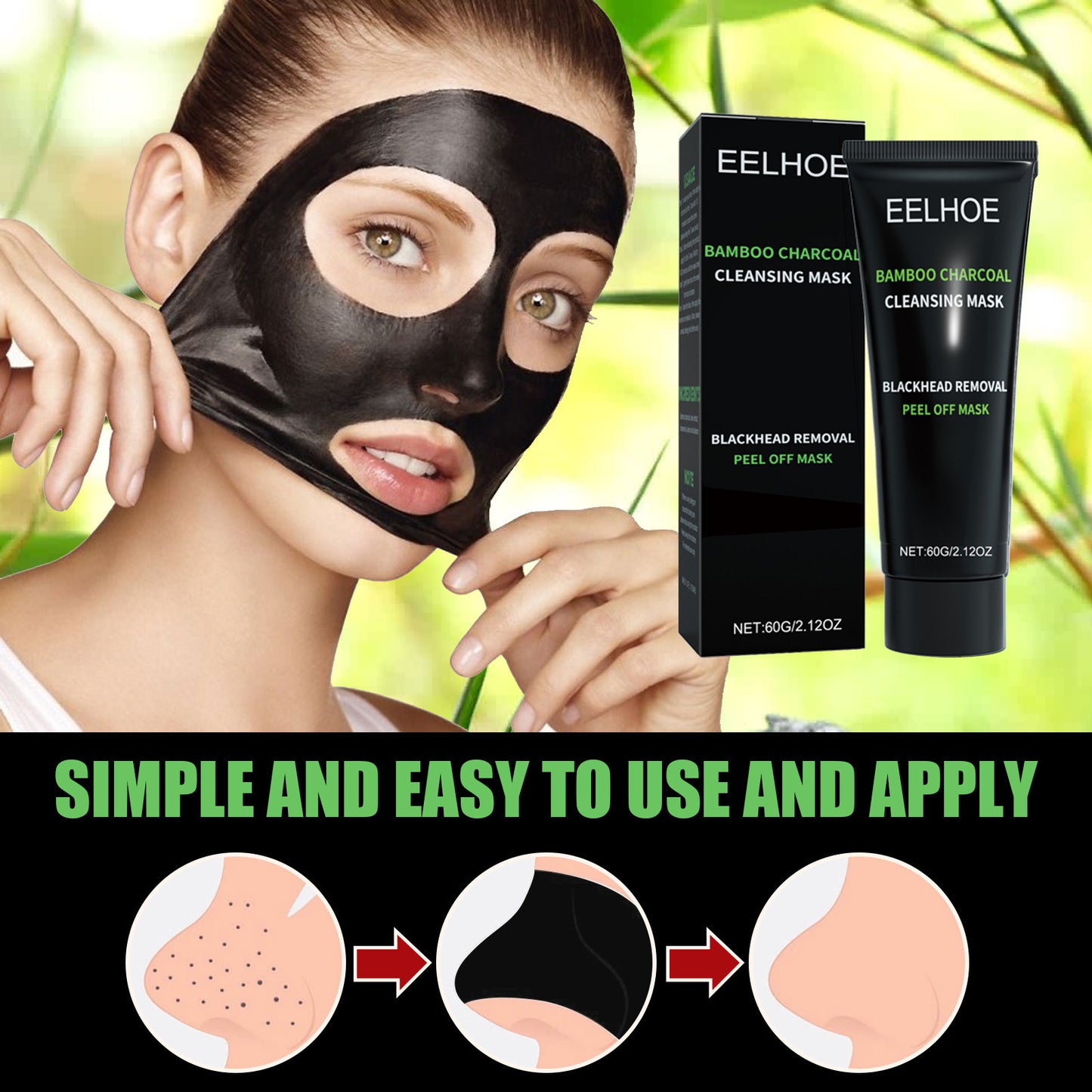 EELHOE Blackhead Remover – Aktivkohle-Maske für reine Poren