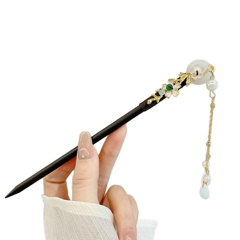 High-Sense Ebony Hairpin 🌿💎 – Traditional Chinese Updo Accessory