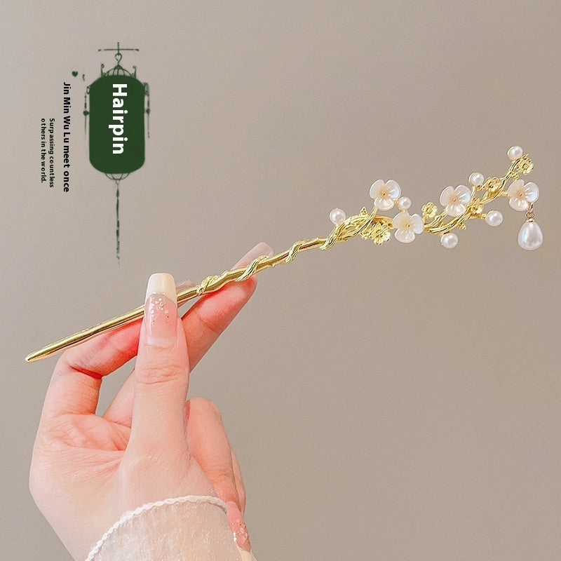 High-Sense Ebony Hairpin 🌿💎 – Traditional Chinese Updo Accessory