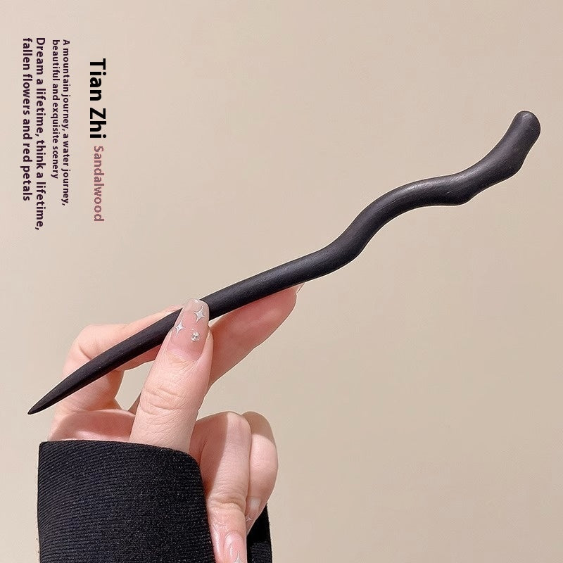 High-Sense Ebony Hairpin 🌿💎 – Traditional Chinese Updo Accessory