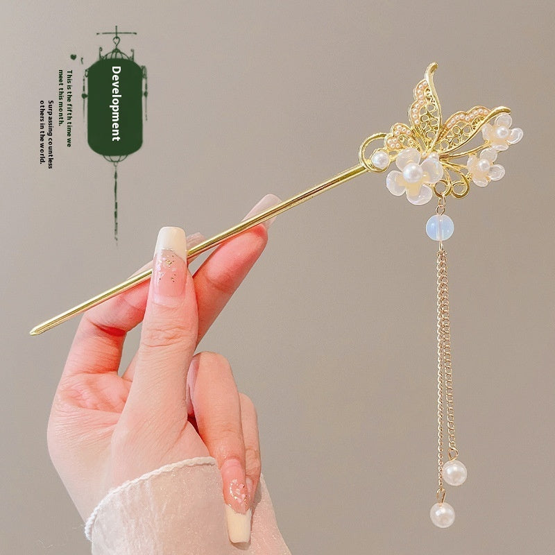 High-Sense Ebony Hairpin 🌿💎 – Traditional Chinese Updo Accessory