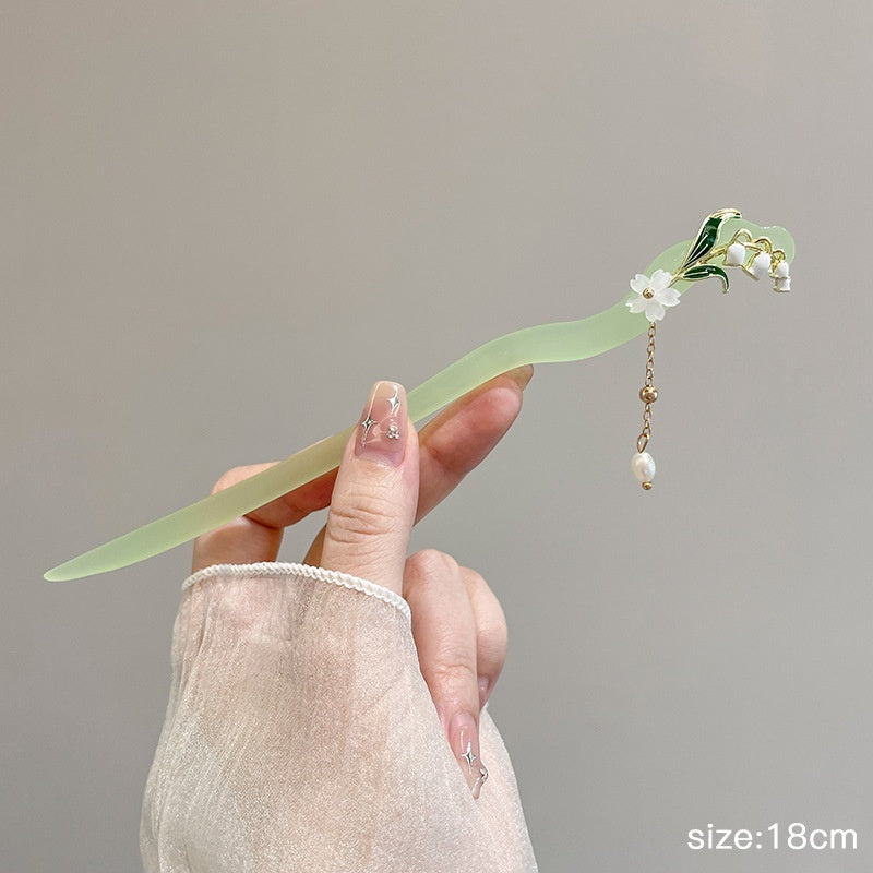 High-Sense Ebony Hairpin 🌿💎 – Traditional Chinese Updo Accessory