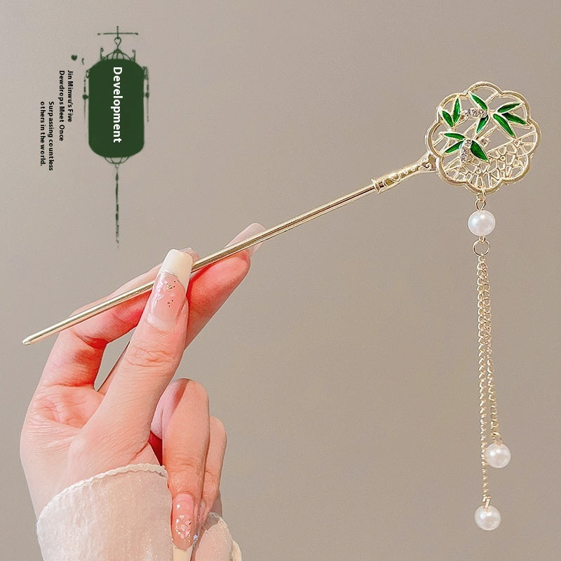 High-Sense Ebony Hairpin 🌿💎 – Traditional Chinese Updo Accessory