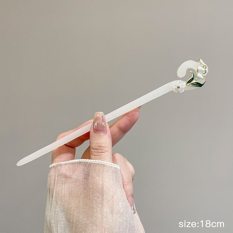 High-Sense Ebony Hairpin 🌿💎 – Traditional Chinese Updo Accessory