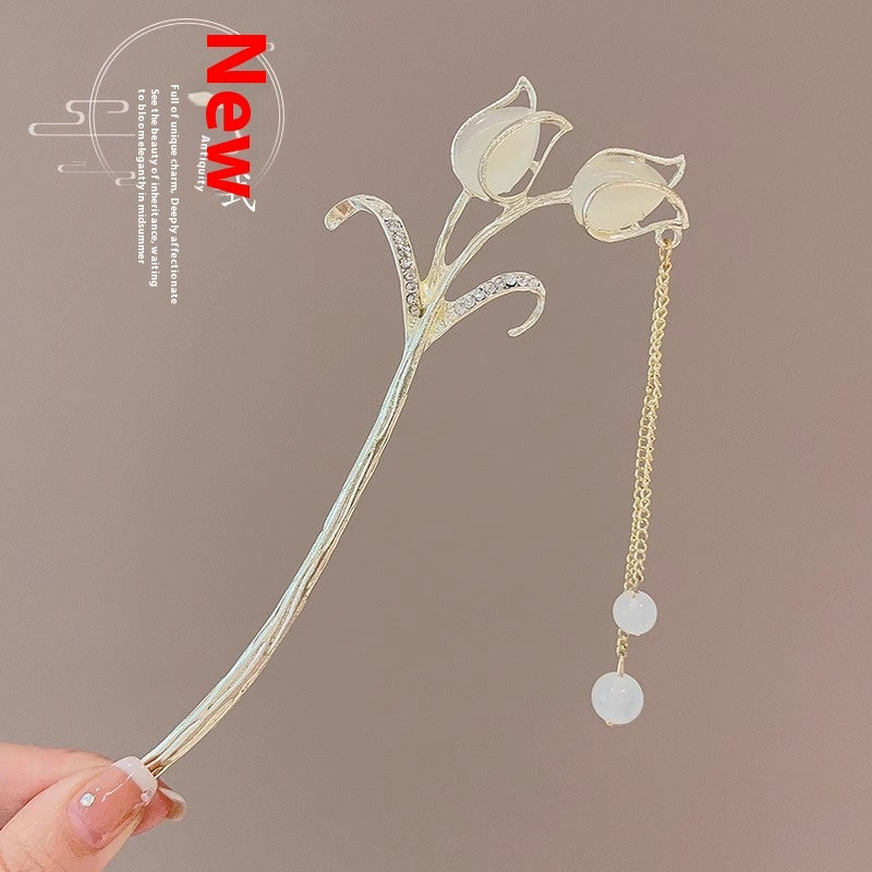 High-Sense Ebony Hairpin 🌿💎 – Traditional Chinese Updo Accessory