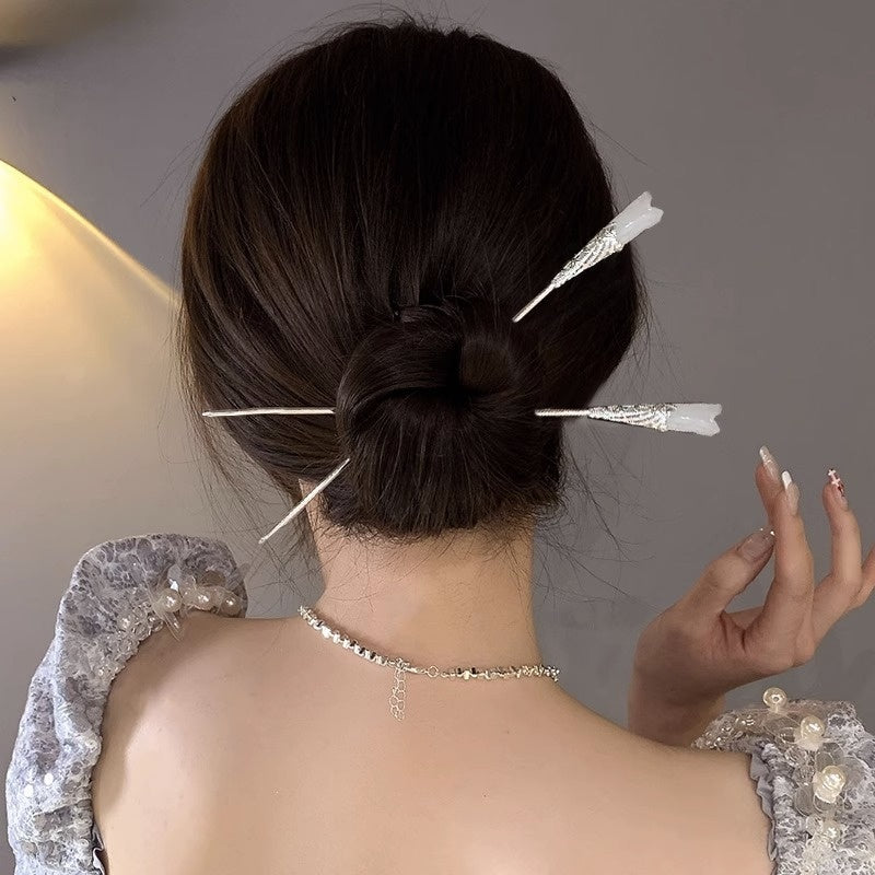 High-Sense Ebony Hairpin 🌿💎 – Traditional Chinese Updo Accessory