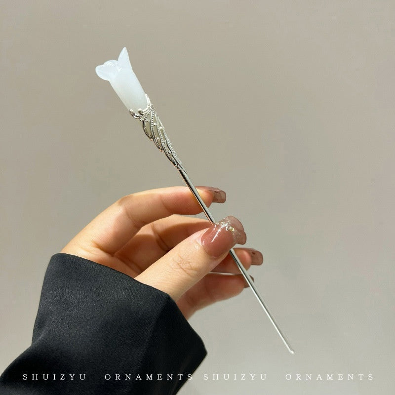 High-Sense Ebony Hairpin 🌿💎 – Traditional Chinese Updo Accessory