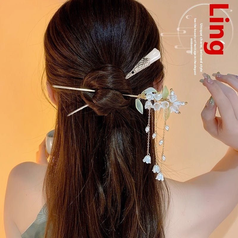 High-Sense Ebony Hairpin 🌿💎 – Traditional Chinese Updo Accessory