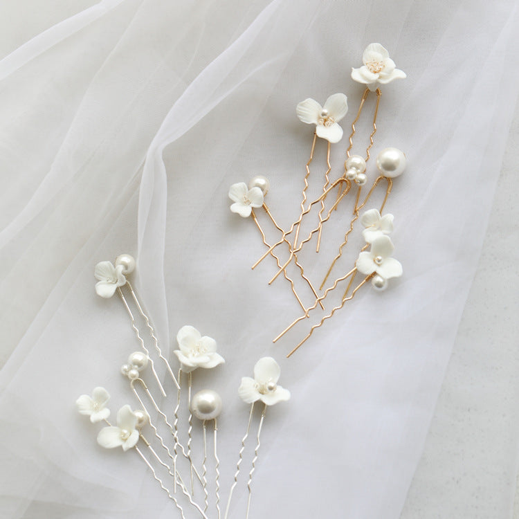 Pearl & Flower Hairpin 🌸✨ – Simple Bridal Hairpiece