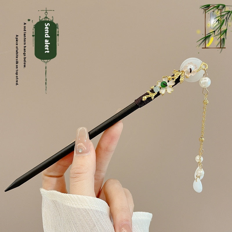 High-Sense Ebony Hairpin 🌿💎 – Traditional Chinese Updo Accessory